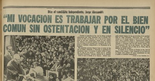 El Diario ilustrado. Santiago. N° 238. (26 de agosto de 1970). P.1 hasta p.3.