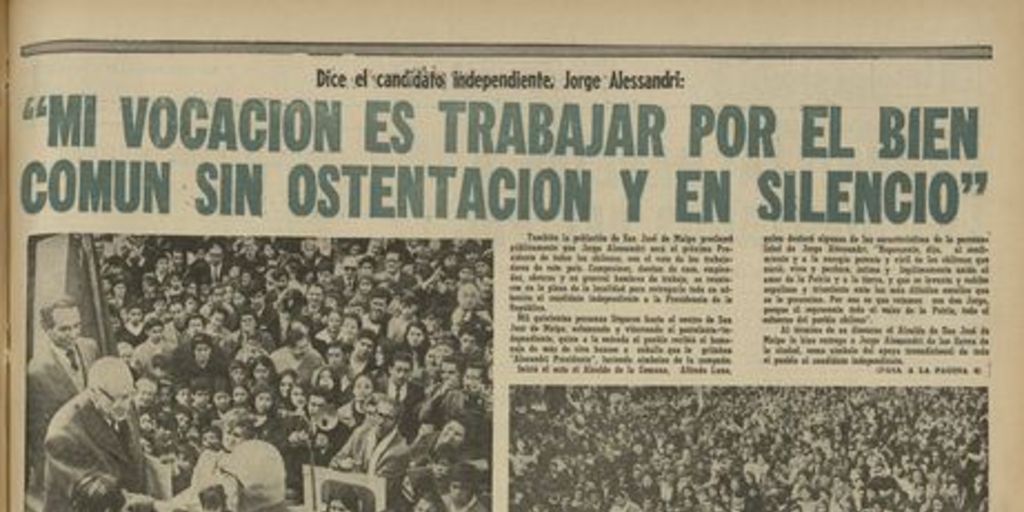 El Diario ilustrado. Santiago. N° 238. (26 de agosto de 1970). P.1 hasta p.3.