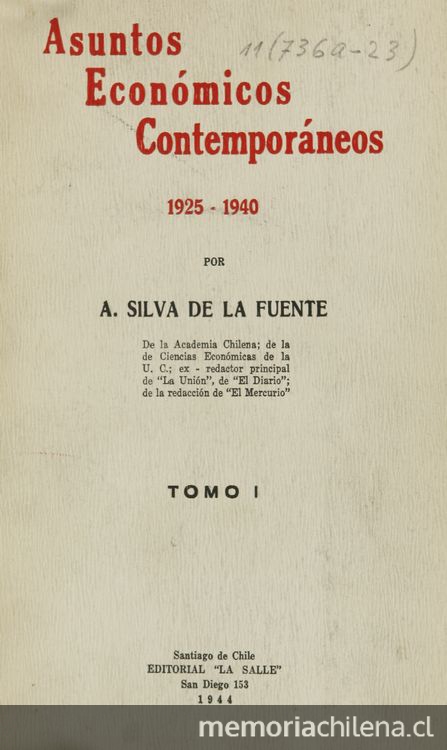 Asuntos económicos contemporáneos, 1925-1940. Vol 1