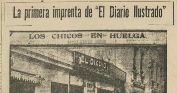 Pie de foto: Suplementeros de El Diario Ilustrado en huelga. 1902