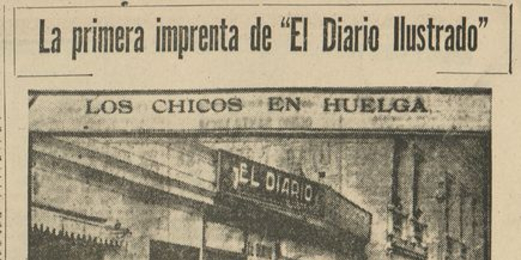 Pie de foto: Suplementeros de El Diario Ilustrado en huelga. 1902