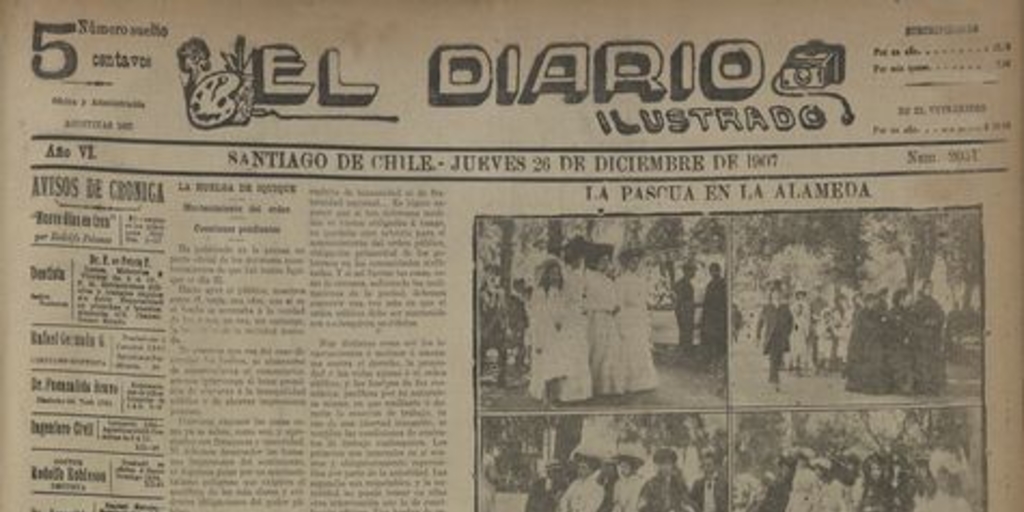 El Diario Ilustrado. Santiago. N° 2051. (26 de diciembre de 1907).