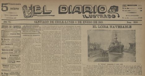 El Diario Ilustrado. Santiago. N° 2060 a N° 2068. (Del 6 de enero de 1908 al 14 de enero de 1908).