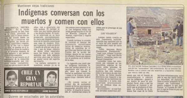 "Indígenas conversan con los muertos y comen con ellos".