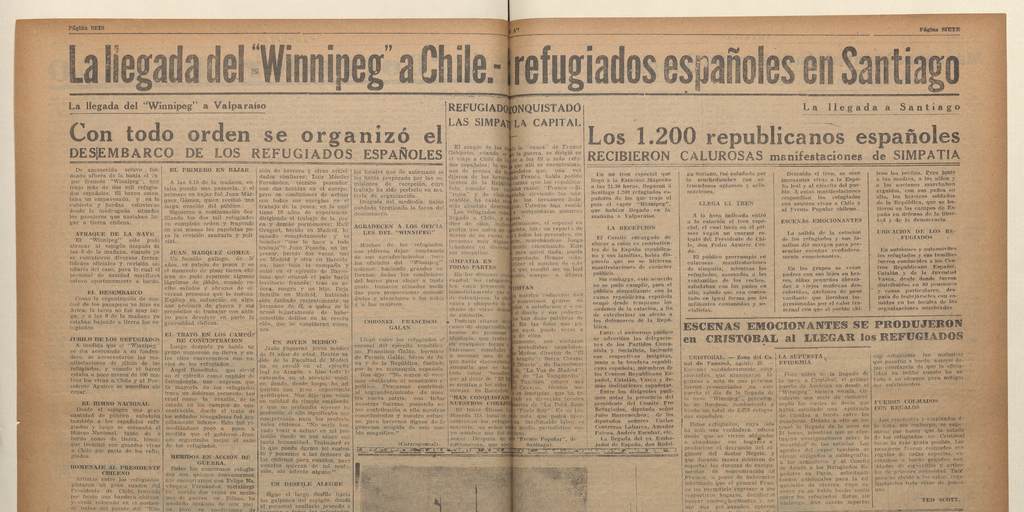 La llegada del "Winippeg" a Chile