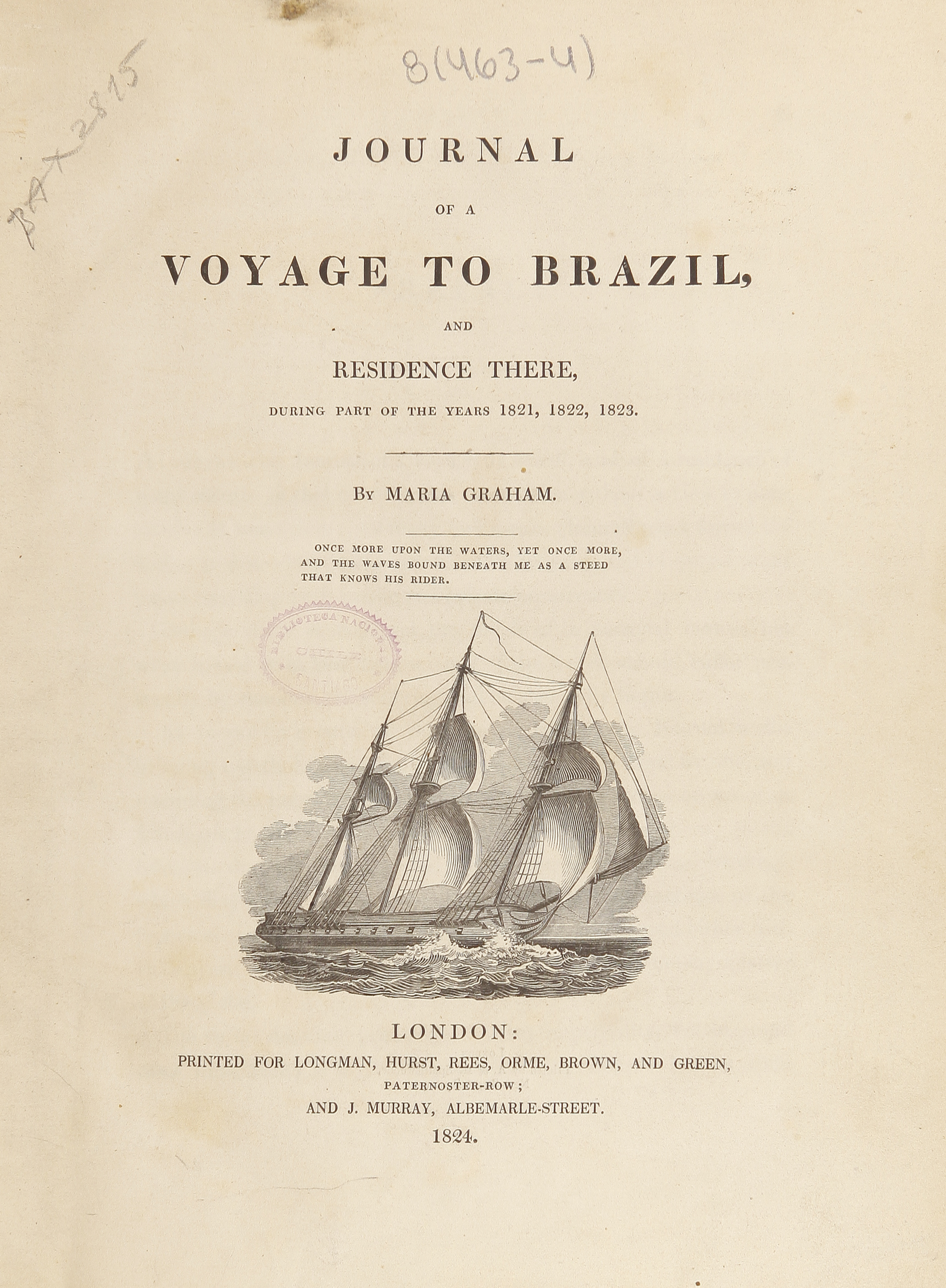 Journal of a voyage to Brazil and residence there, during part of the years 1821, 1822, 1823