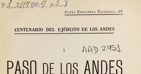 Paso de los Andes: Batalla de Chacabuco; Documentos sobre la organización del Ejército de los Andes en Mendoza