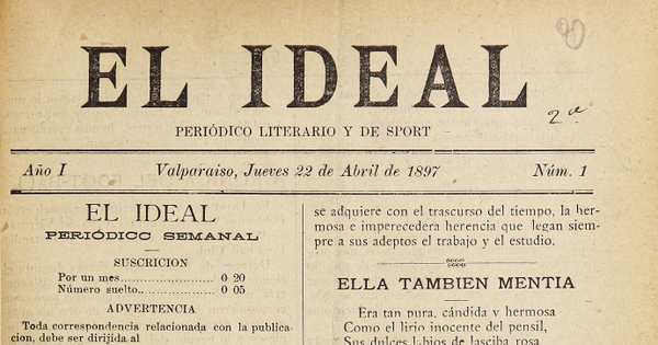 El Ideal. Año I, número 1, 22 de abril de 1897