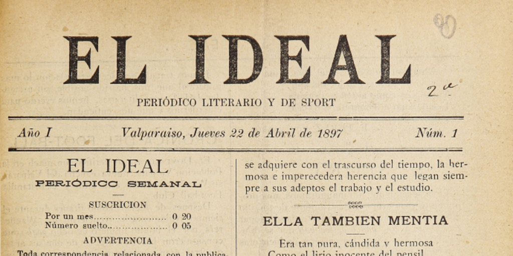 El Ideal. Año I, número 1, 22 de abril de 1897