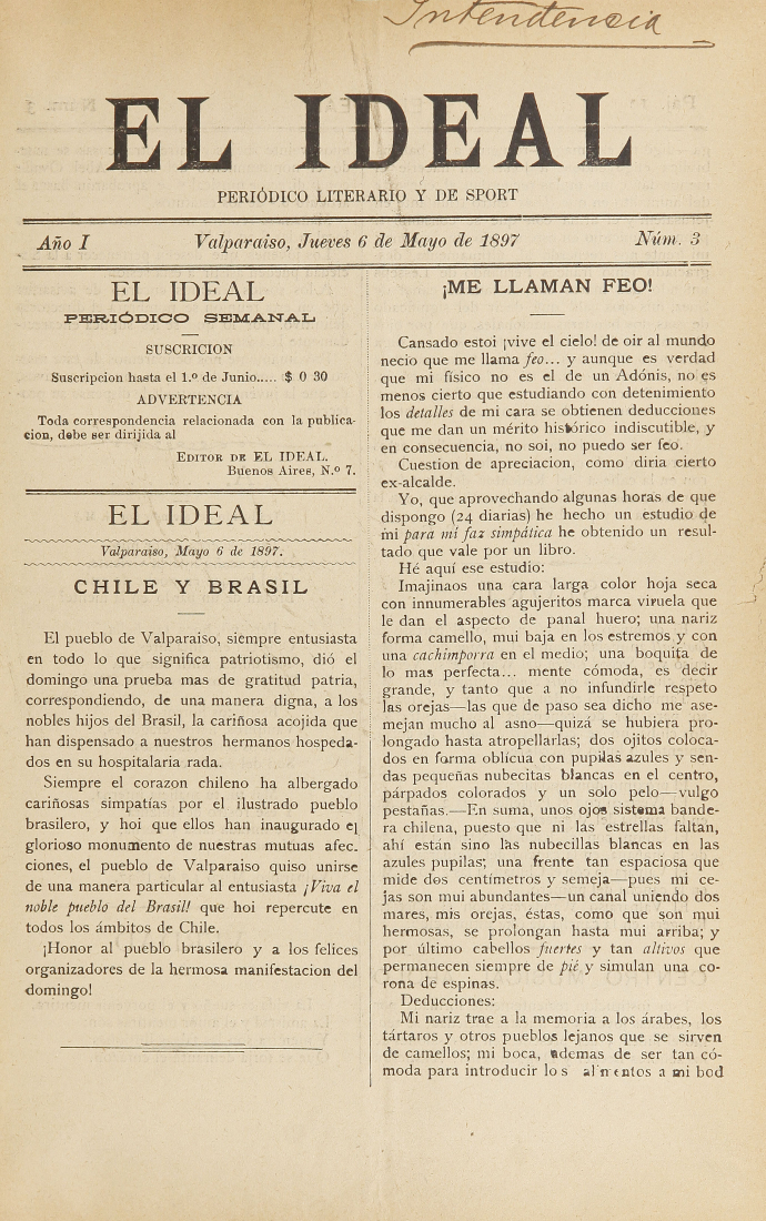 El Ideal. Año I, número 3, 6 de mayo de 1897