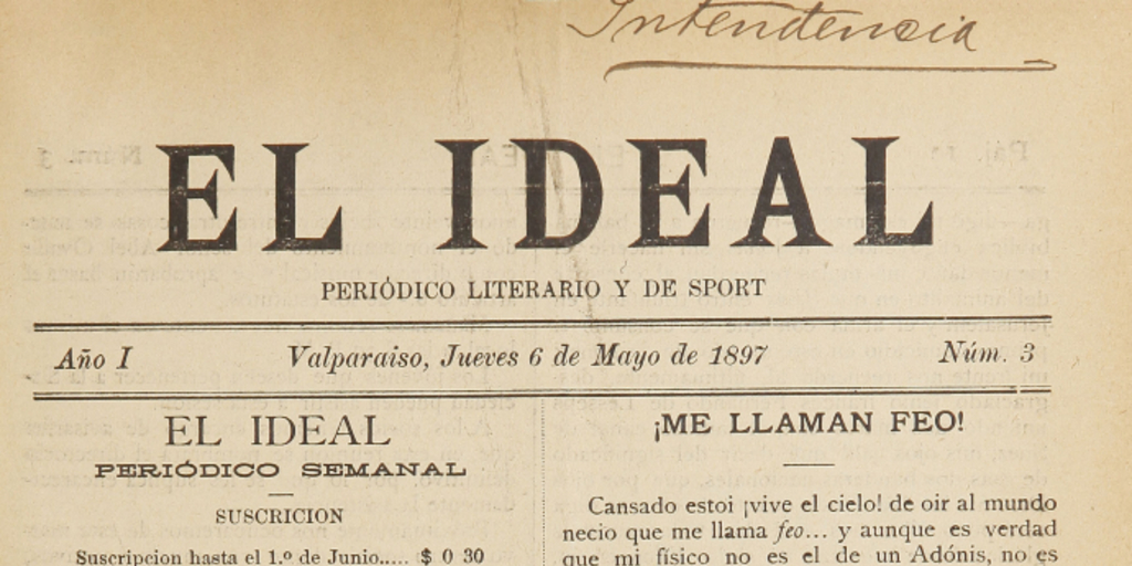 El Ideal. Año I, número 3, 6 de mayo de 1897