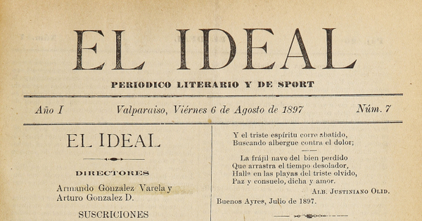 El Ideal. Año I, número 7, 6 de agosto de 1897