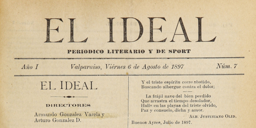 El Ideal. Año I, número 7, 6 de agosto de 1897