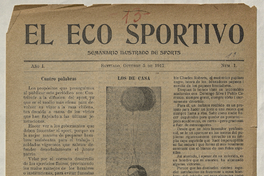 El Eco Sportivo. Semanario ilustrado de Sports. Año I, número 1, 5 de octubre de 1917
