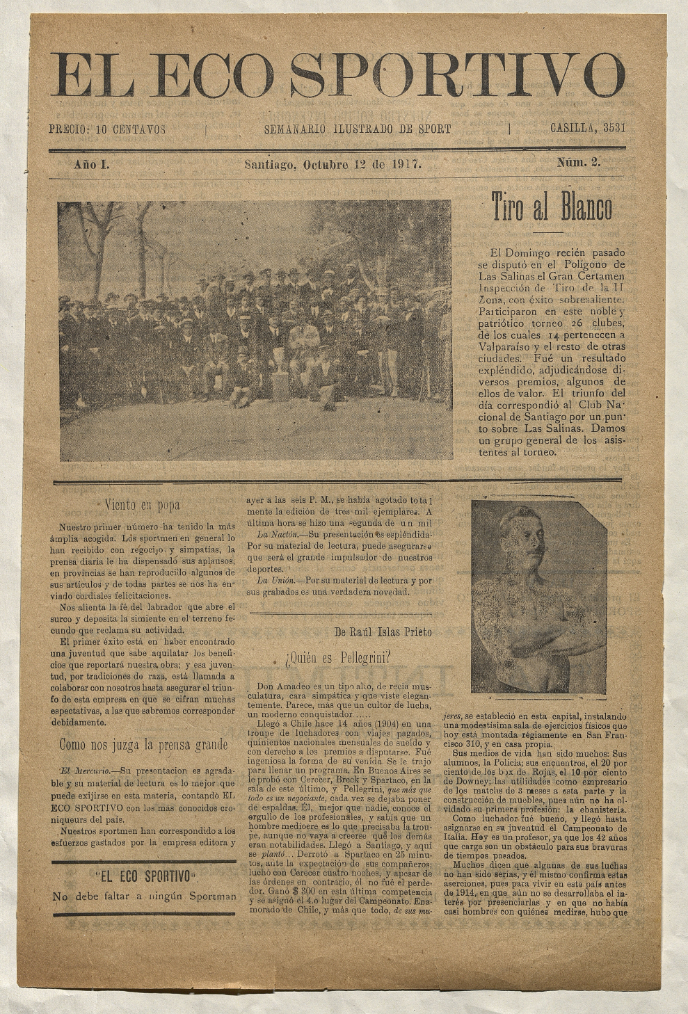 El Eco Sportivo. Semanario ilustrado de Sports. Año I, número 2, 12 de octubre de 1917