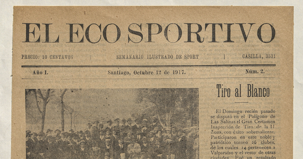 El Eco Sportivo. Semanario ilustrado de Sports. Año I, número 2, 12 de octubre de 1917
