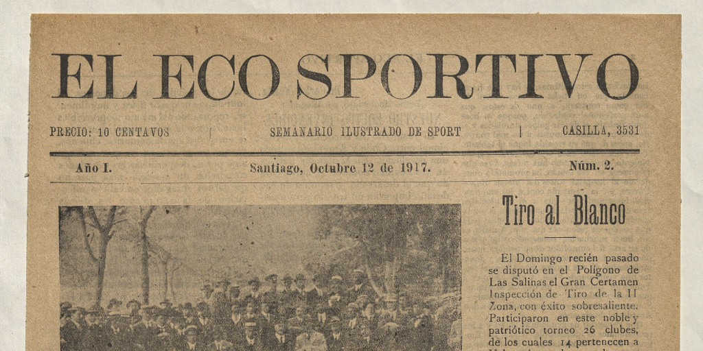 El Eco Sportivo. Semanario ilustrado de Sports. Año I, número 2, 12 de octubre de 1917