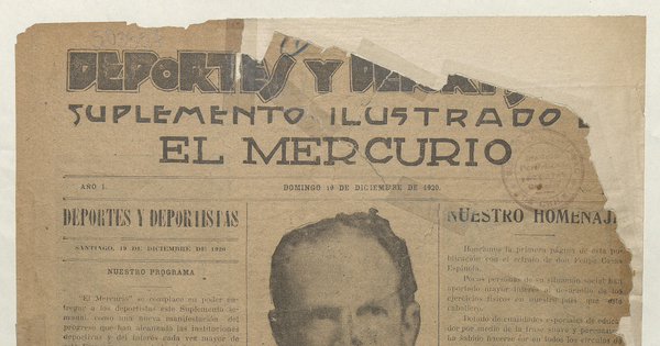 Deportes y deportistas. Año I, número 1, 19 de diciembre de 1920