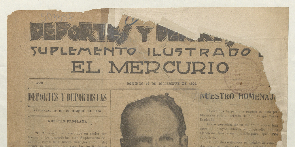 Deportes y deportistas. Año I, número 1, 19 de diciembre de 1920
