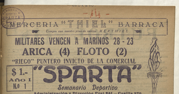 Sparta. Año I, número 1, 12 de julio de 1948