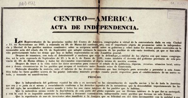 Centro-America. Acta de Independencia. Los representantes de las provincias unidas del centro de America, congregados a virtud...