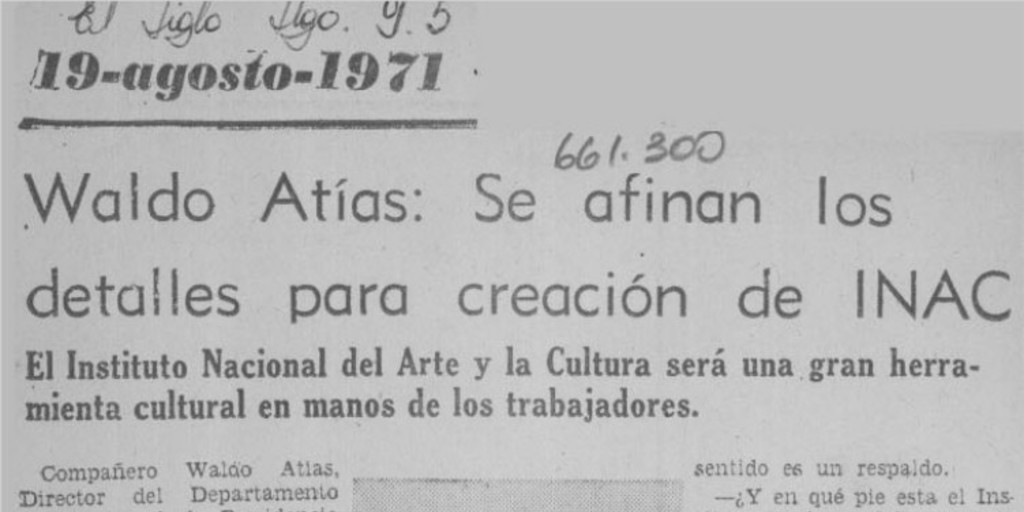 Waldo Atías, se afinan los detalles para creación de INAC: el Instituto Nacional del Arte y la Cultura será una gran herramienta cultural en manos de los trabajadores