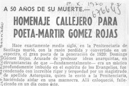 Homenaje callejero para poeta-martir Gómez Rojas