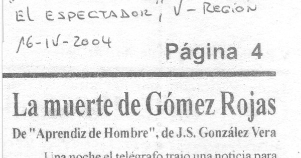 La Muerte de Gómez Rojas