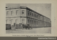 Pie de Foto: Fachada del Liceo de señoritas "José Miguel Infante" (Sama com Av. Brasil), 1913