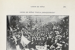 Pie de Foto: Liceo de Niñas Nº 4 "Paula Jaraquemada. Alumnas en desfile patriótico, 1925