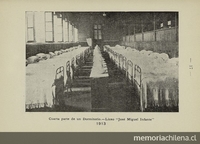 Pie de Foto: Cuarta parte de un dormitorio del Liceo de señoritas "José Miguel Infante", 1913