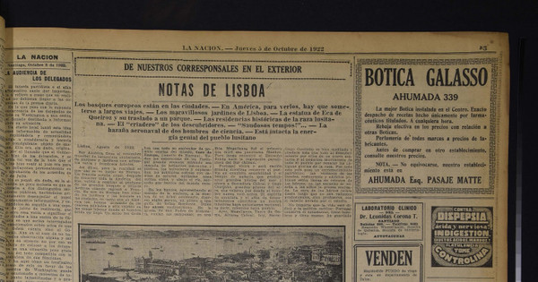 De nuestros corresponsales en el exterior: Notas de Lisboa