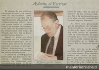 "Aylwin el escritor", E Mercurio, (Santiago), 27 de septiembre de 1998, p. D8