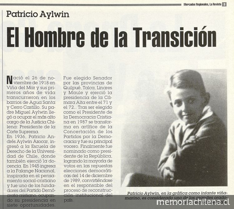 "El hombre de la transición", Mercados Regionales, (s/c), 12 de junio, 1996, p.5.