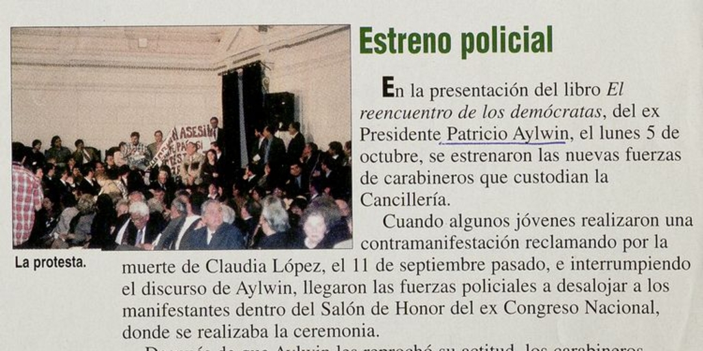 "Estreno policial", Hoy, (1107): 16, 12 de octubre, 1998.