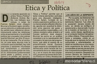 "Ética y política", El Diario, (Santiago), 5 de agosto, 1991, p. 22.