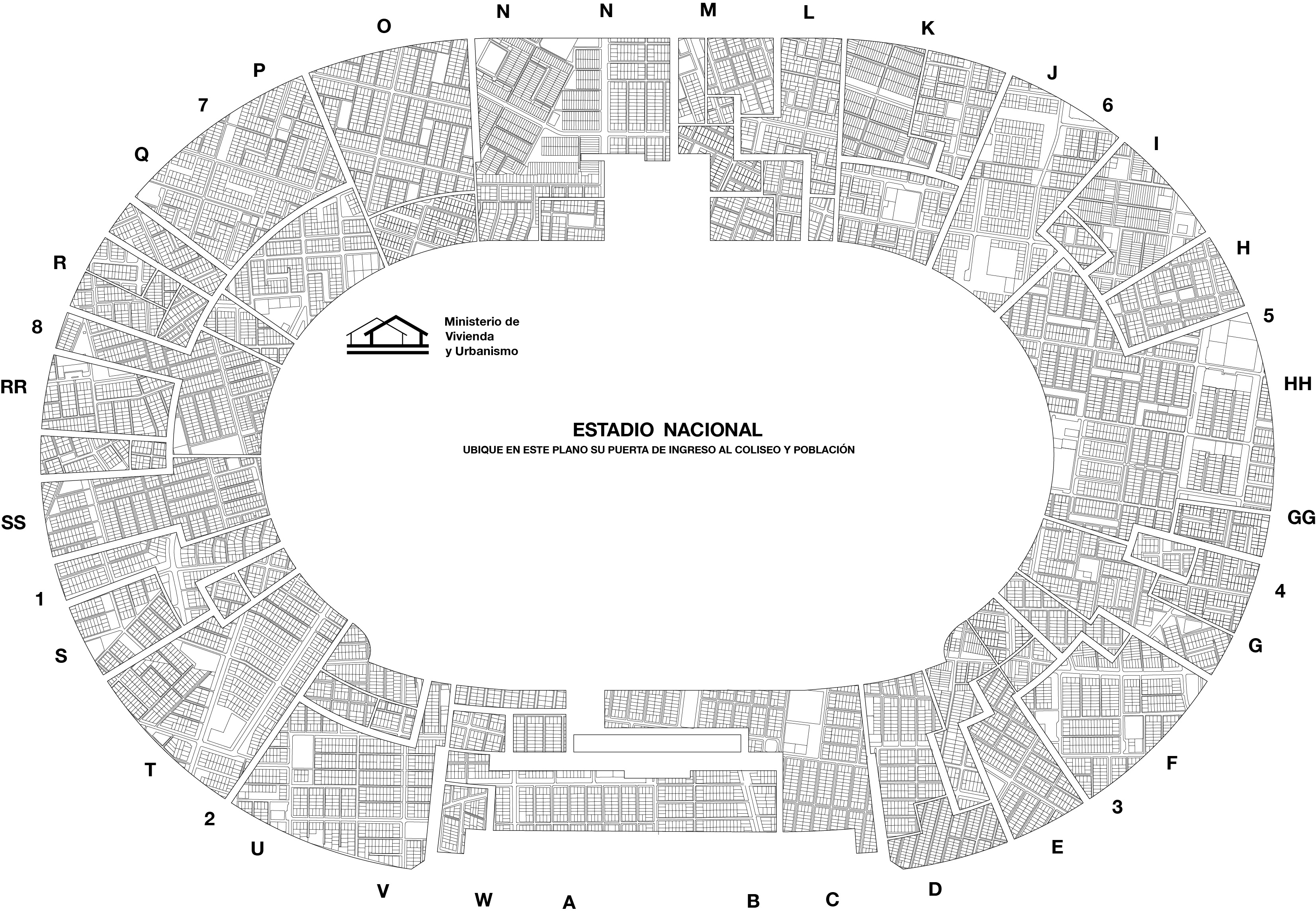 Redibujo del Evento en el Estadio según los trozos de ciudad representados