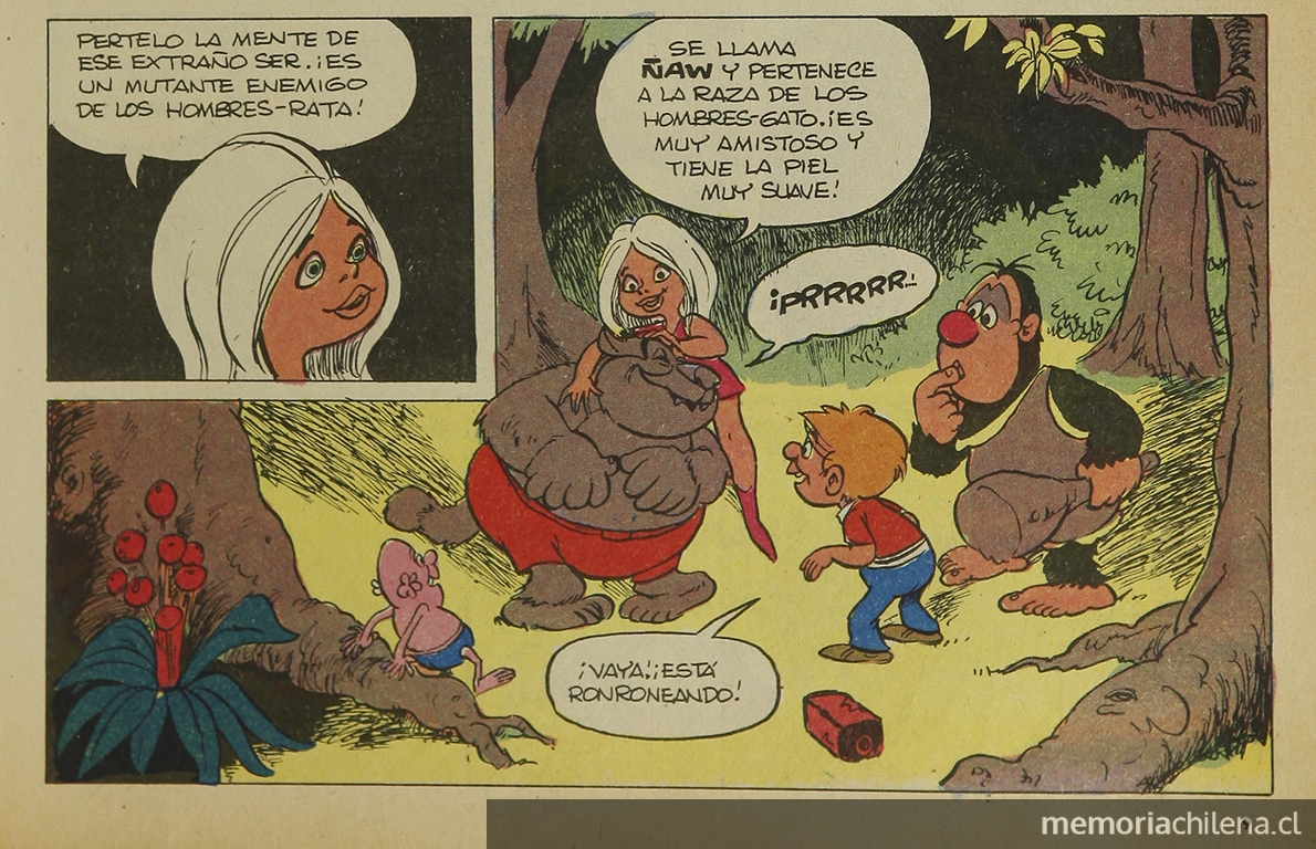 Mampato, Ogú y Rena en la rebelión de los mutantes, 1973.Mampato (189): 9, 29 de agosto, 1973