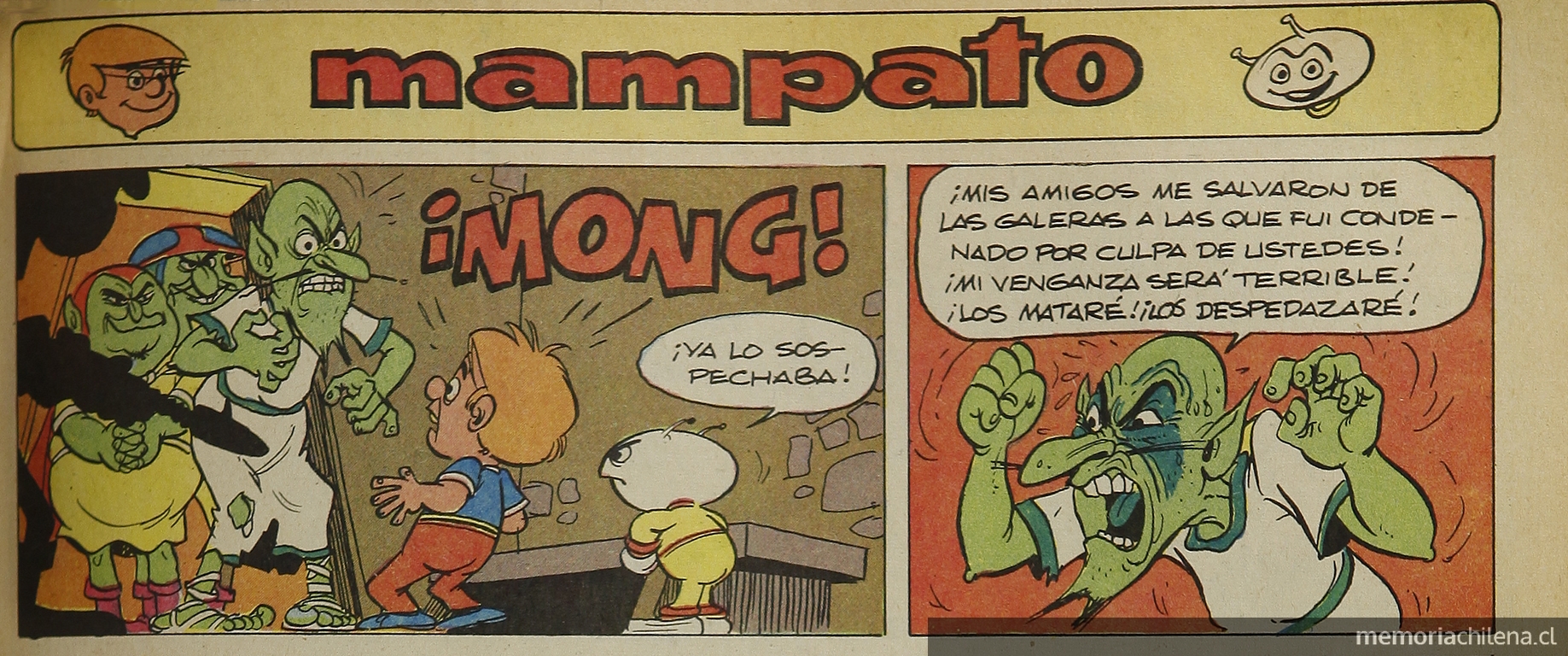 Xse y Mampato frente a Mong, 1969.Mampato (25): 11, octubre, 1969.