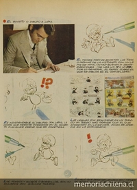 Oscar Vega y sus dibujos. 1975.Mampato (300): 43, 21 de octubre, 1975.