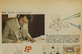 Oscar Vega y sus dibujos. 1975.Mampato (300): 43, 21 de octubre, 1975.