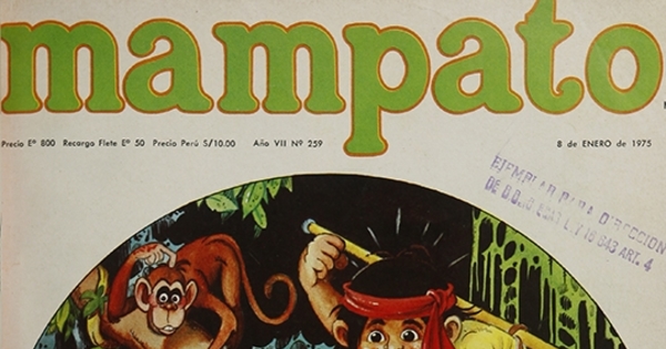 Portada con ilustración de Oscar Vega, 1975.Mampato (259): 1, 8 de enero, 1975.