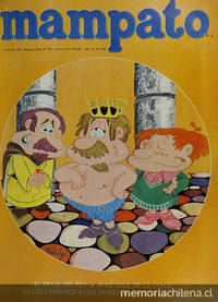 Portada con ilustración de Mas Layi, 1974.Mampato (216): 1, 13 de marzo, 1974.