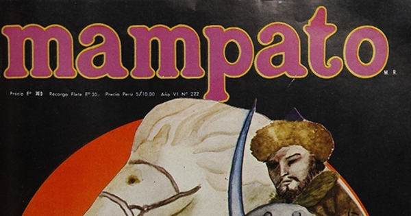 Portada con ilustración de Sergio Soza, 1974.Mampato (222): 1, 24 de abril, 1974.