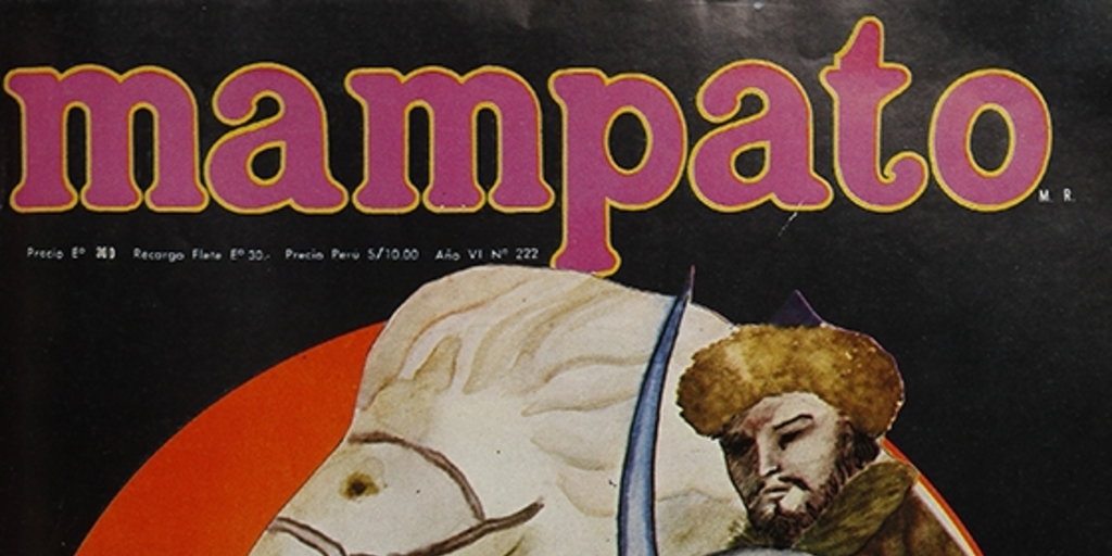 Portada con ilustración de Sergio Soza, 1974.Mampato (222): 1, 24 de abril, 1974.