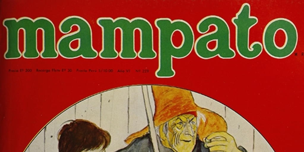 Portada con ilustración de Jorge Pérez Castillo, 1974.Mampato (229): 1, 12 de junio, 1974.