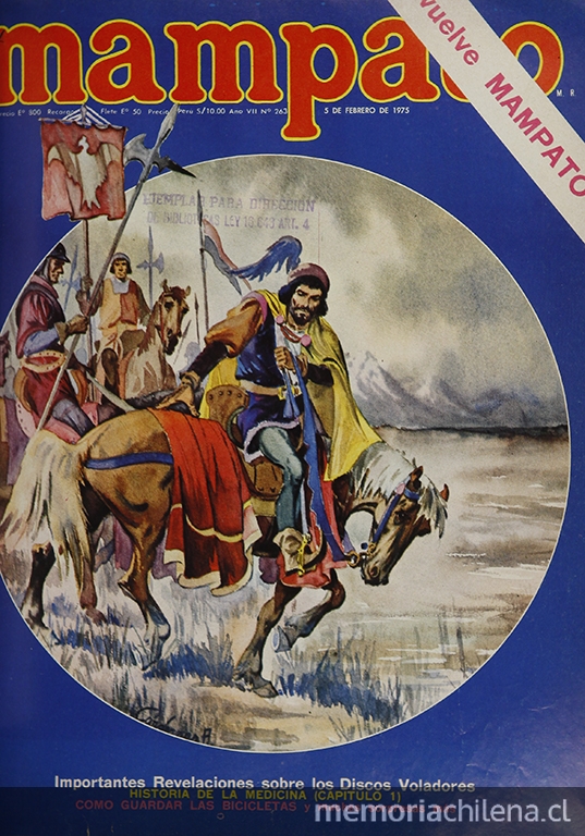 Portada con ilustración de Manuel Cárdenas, 1975.Mampato (263): 1, 5 de febrero, 1975.