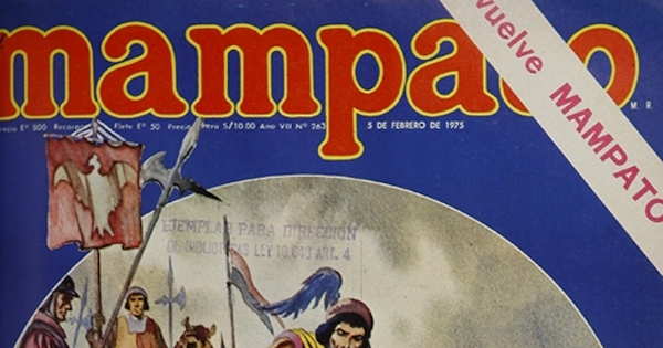 Portada con ilustración de Manuel Cárdenas, 1975.Mampato (263): 1, 5 de febrero, 1975.