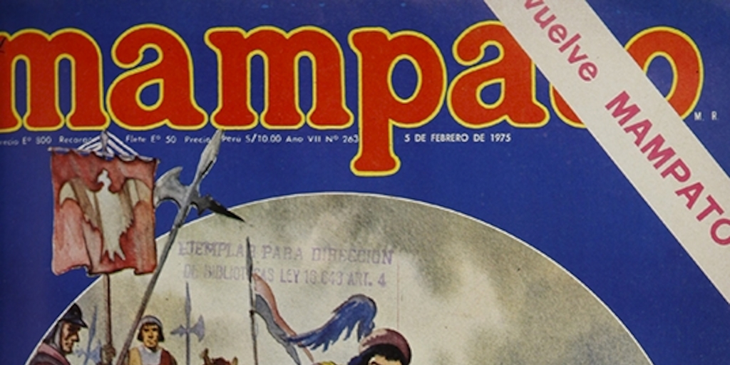 Portada con ilustración de Manuel Cárdenas, 1975.Mampato (263): 1, 5 de febrero, 1975.