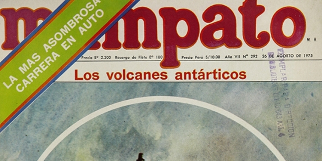 Portada con ilustración de Renzo Pecchenino, Lukas, 1975.Mampato (292): 1, 26 de agosto, 1975.